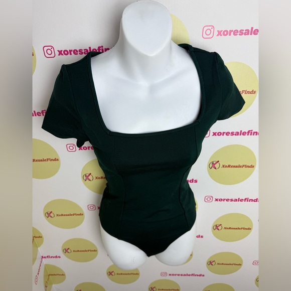 Green Square Neck Bodysuit - Picture 2 of 5